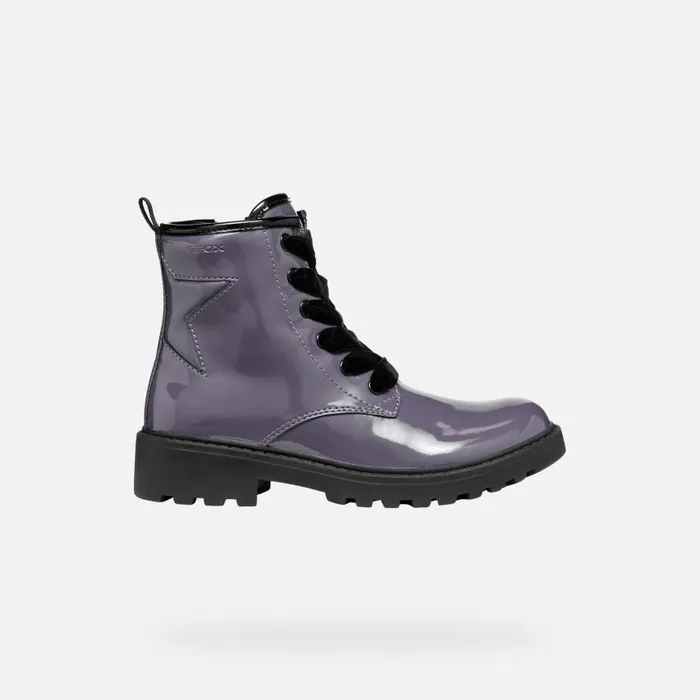 Kids Geox Ankle Boots CASEY GIRL Dark Purple Combat Boots Dark Purple