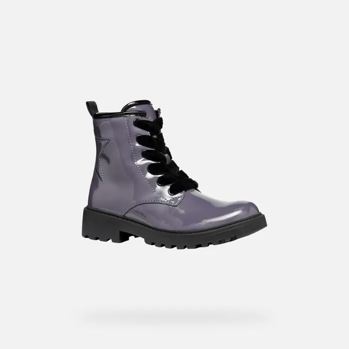 Kids Geox Ankle Boots CASEY GIRL Dark Purple Combat Boots Dark Purple