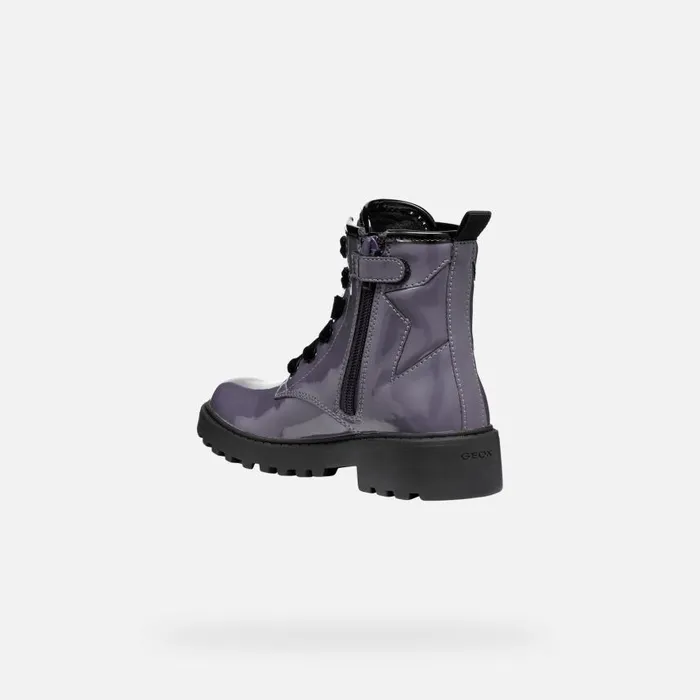 Kids Geox Ankle Boots CASEY GIRL Dark Purple Combat Boots Dark Purple