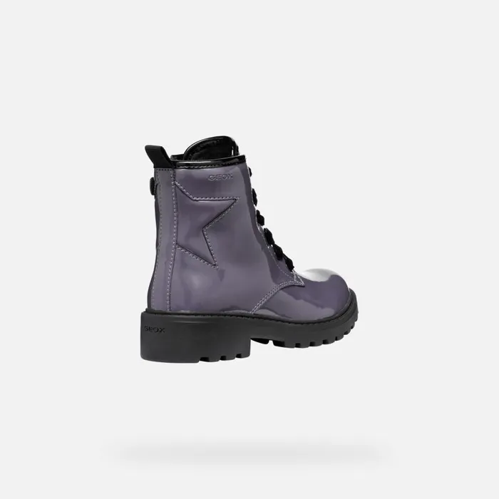 Kids Geox Ankle Boots CASEY GIRL Dark Purple Combat Boots Dark Purple