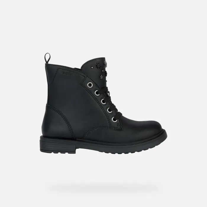 Kids Geox Ankle Boots ECLAIR I Combat Boots Black Junior Girl Geox Blackgun