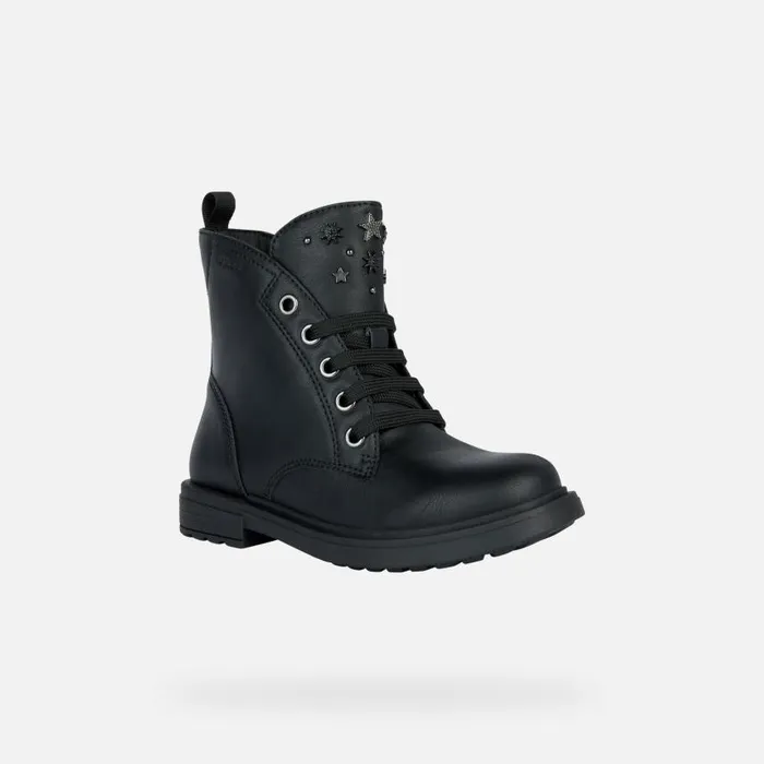 Kids Geox Ankle Boots ECLAIR I Combat Boots Black Junior Girl Geox Blackgun