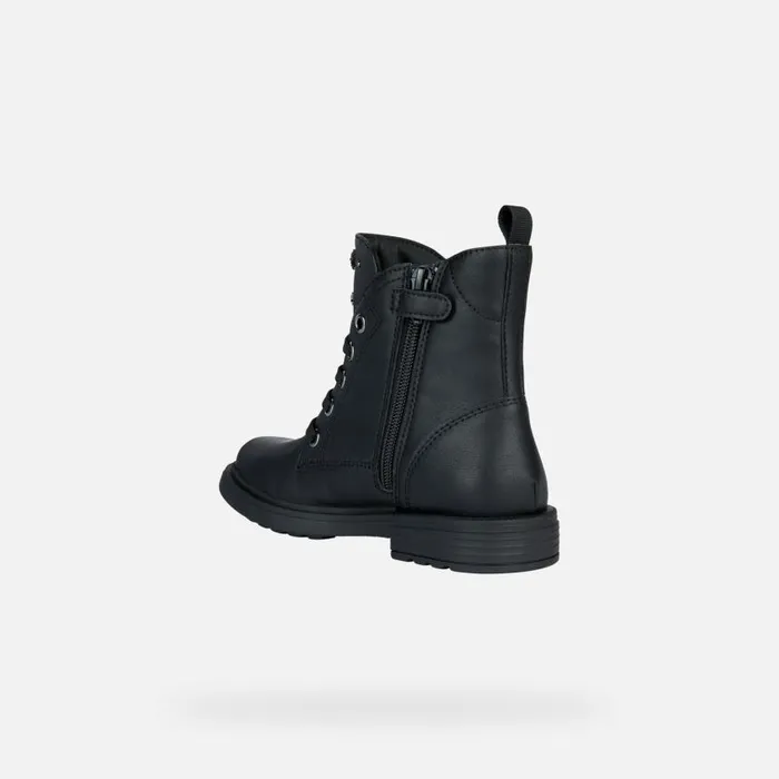 Kids Geox Ankle Boots ECLAIR I Combat Boots Black Junior Girl Geox Blackgun