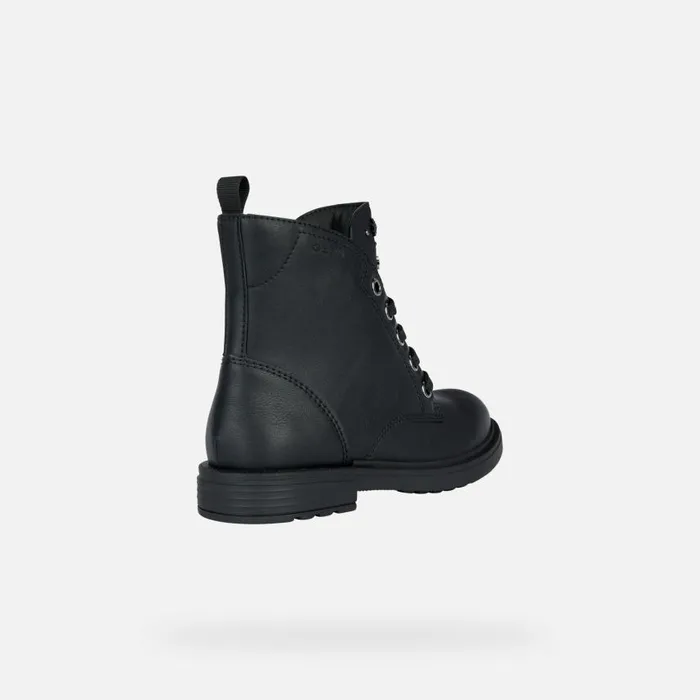 Kids Geox Ankle Boots ECLAIR I Combat Boots Black Junior Girl Geox Blackgun