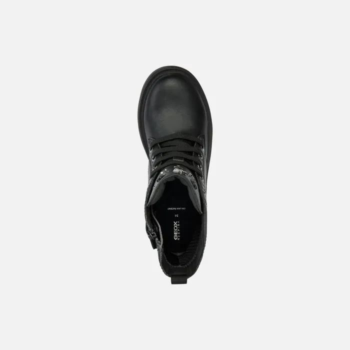 Kids Geox Ankle Boots ECLAIR I Combat Boots Black Junior Girl Geox Blackgun