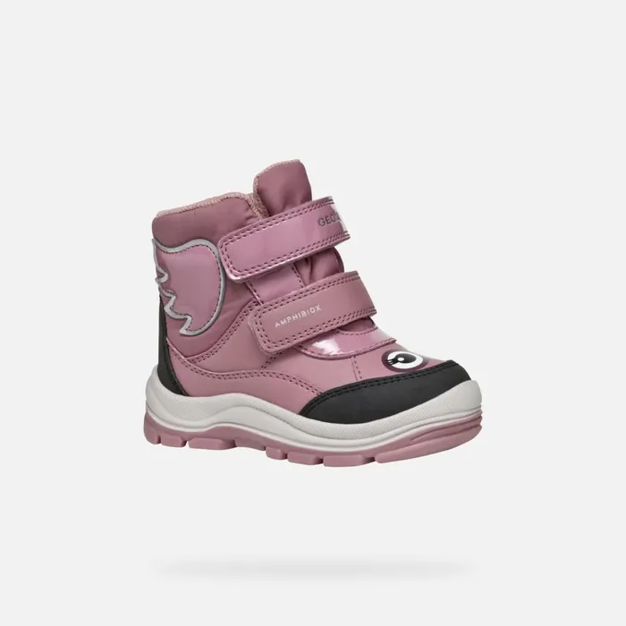 Kids Geox Ankle Boots FLANFIL ABX TODDLER GIRL Dark Pink Waterproof Boots Dark Pink