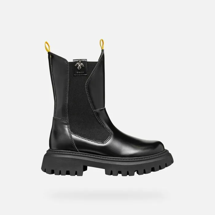Kids Geox Ankle Boots MAQUINNENS GIRL Black Biker Ankle Boots Black
