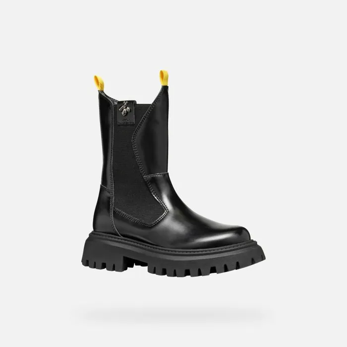 Kids Geox Ankle Boots MAQUINNENS GIRL Black Biker Ankle Boots Black
