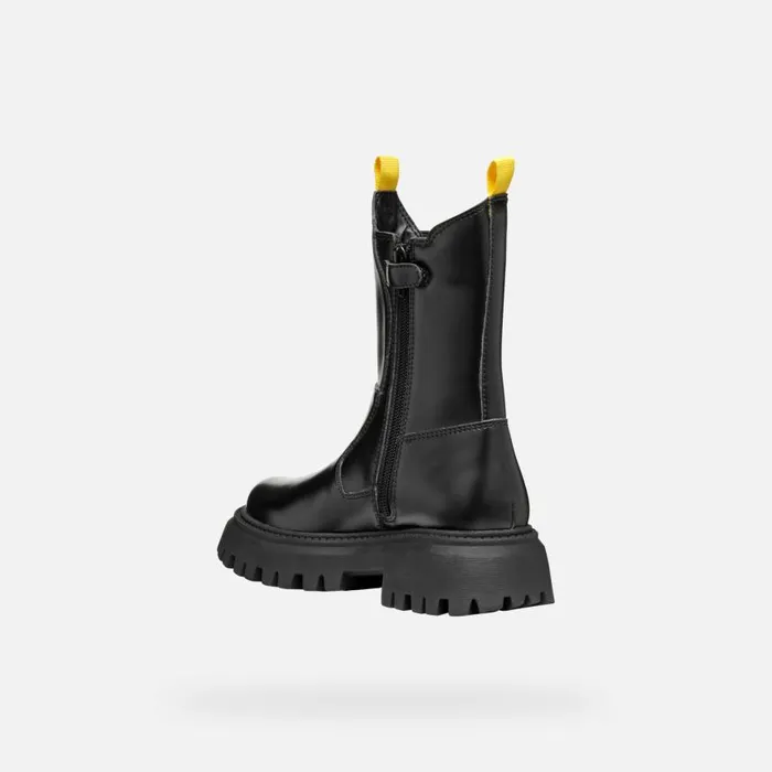 Kids Geox Ankle Boots MAQUINNENS GIRL Black Biker Ankle Boots Black