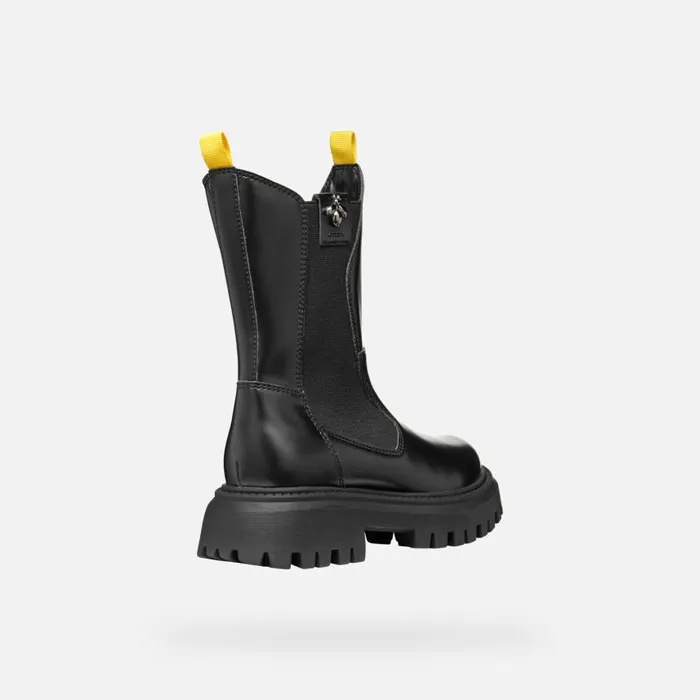 Kids Geox Ankle Boots MAQUINNENS GIRL Black Biker Ankle Boots Black