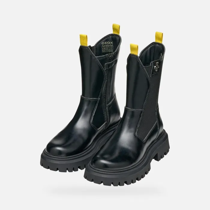Kids Geox Ankle Boots MAQUINNENS GIRL Black Biker Ankle Boots Black