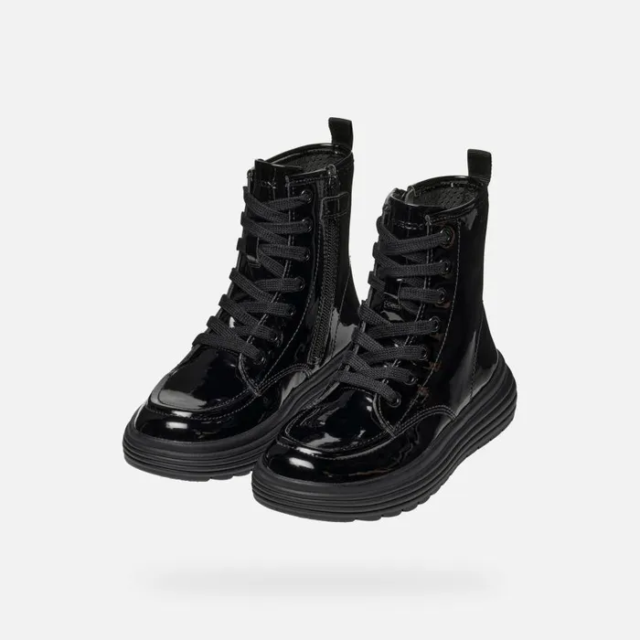Kids Geox Ankle Boots PHAOLAE GIRL Black Ankle Boots With Laces Black