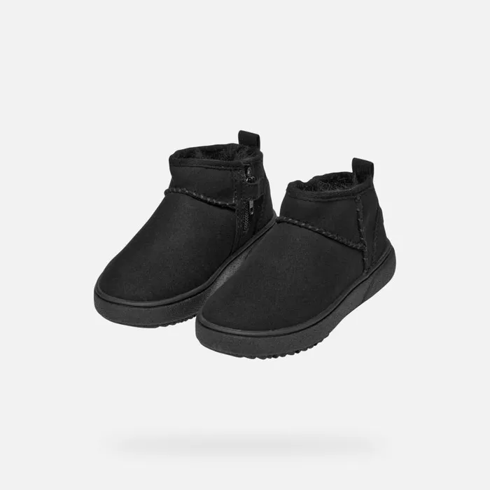 Kids Geox Ankle Boots THELEVEN GIRL Black Mid Calf Boots Black