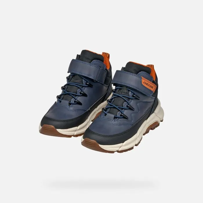 Kids Geox Boots FLEXYPER PLUS ABX BOY NavyBlack Mid Calf Boots Navyblack