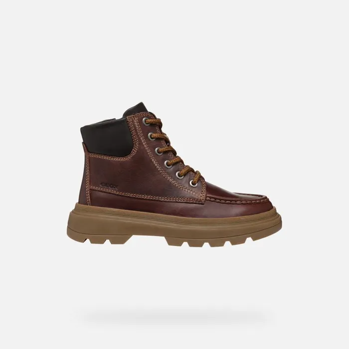 Kids Geox Boots KIDDARTAH BOY Coffee Mid Calf Boots Coffee