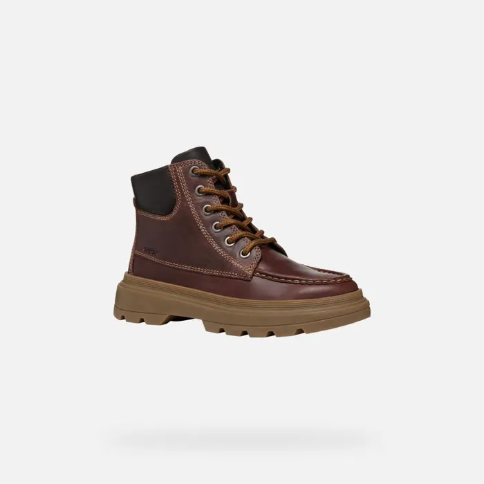 Kids Geox Boots KIDDARTAH BOY Coffee Mid Calf Boots Coffee