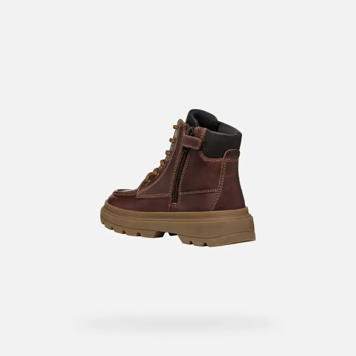 Kids Geox Boots KIDDARTAH BOY Coffee Mid Calf Boots Coffee