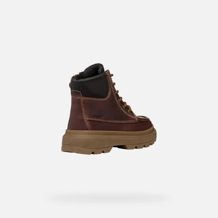 Kids Geox Boots KIDDARTAH BOY Coffee Mid Calf Boots Coffee