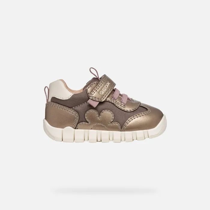 Kids Geox First Steps IUPIDOO BABY GIRL LeadDark Rose Sneakers With Straps Leaddark Rose