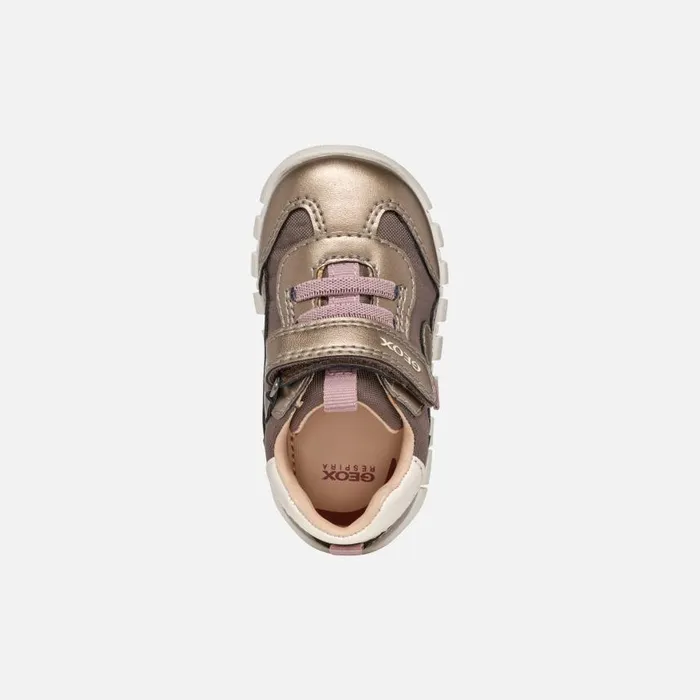 Kids Geox First Steps IUPIDOO BABY GIRL LeadDark Rose Sneakers With Straps Leaddark Rose