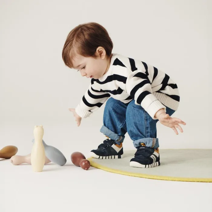 Kids Geox First Steps IUPIDOO BABY NavyCurry Sneakers With Straps Navycurry