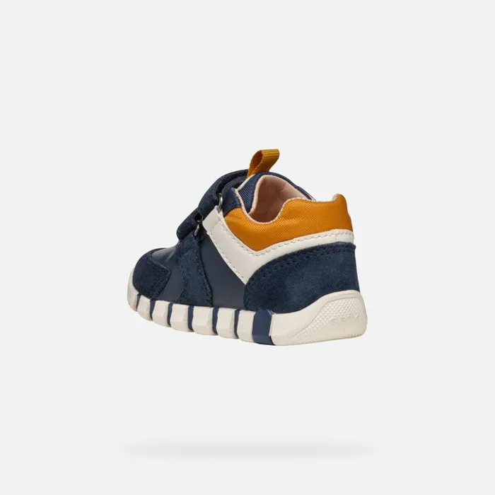Kids Geox First Steps IUPIDOO BABY NavyCurry Sneakers With Straps Navycurry
