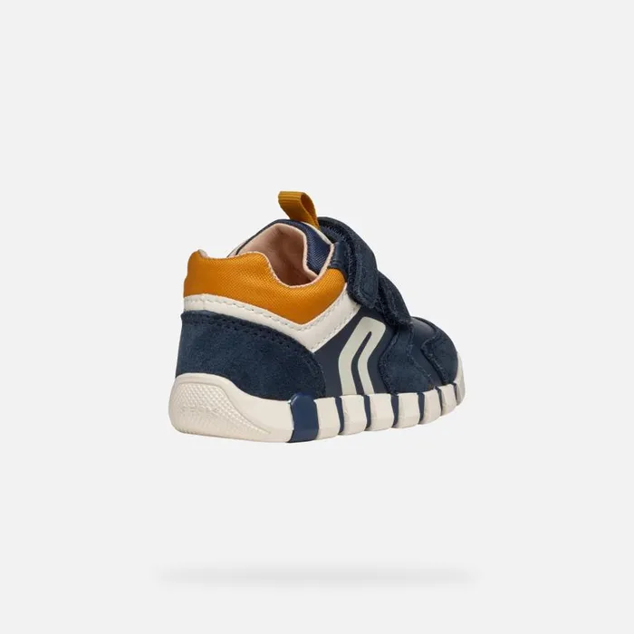Kids Geox First Steps IUPIDOO BABY NavyCurry Sneakers With Straps Navycurry