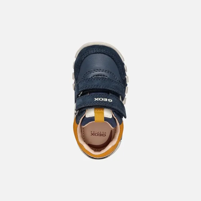 Kids Geox First Steps IUPIDOO BABY NavyCurry Sneakers With Straps Navycurry
