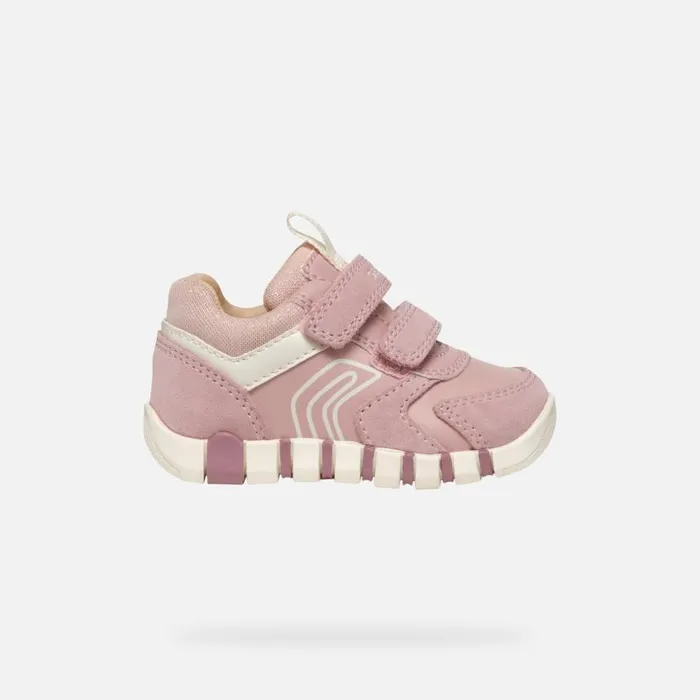 Kids Geox First Steps IUPIDOO BABY Old RoseIvory Sneakers With Straps Old Roseivory