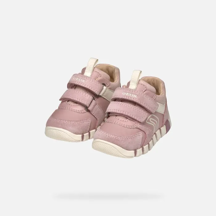 Kids Geox First Steps IUPIDOO BABY Old RoseIvory Sneakers With Straps Old Roseivory
