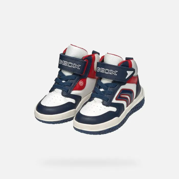 Kids Geox Sneakers BUZZERLIGHT BOY NavyWhite High Top Sneakers Navywhite