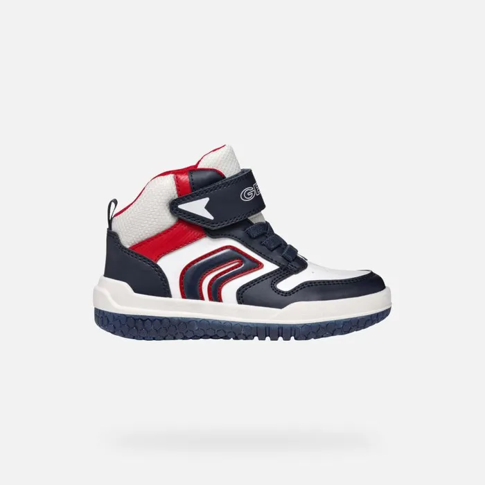 Kids Geox Sneakers BUZZERLIGHT BOY NavyWhite High Top Sneakers Navywhite