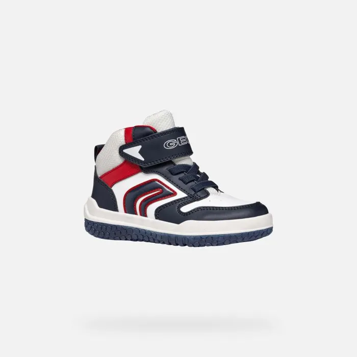 Kids Geox Sneakers BUZZERLIGHT BOY NavyWhite High Top Sneakers Navywhite