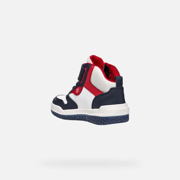 Kids Geox Sneakers BUZZERLIGHT BOY NavyWhite High Top Sneakers Navywhite