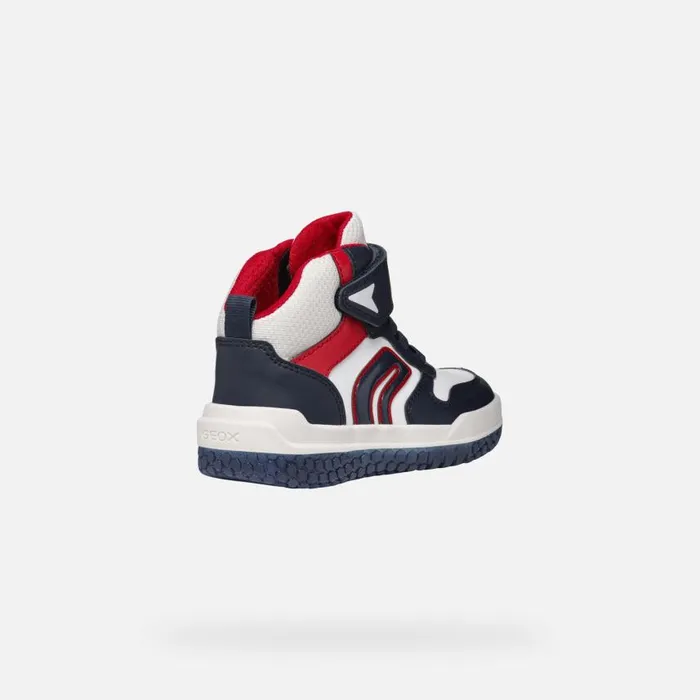 Kids Geox Sneakers BUZZERLIGHT BOY NavyWhite High Top Sneakers Navywhite