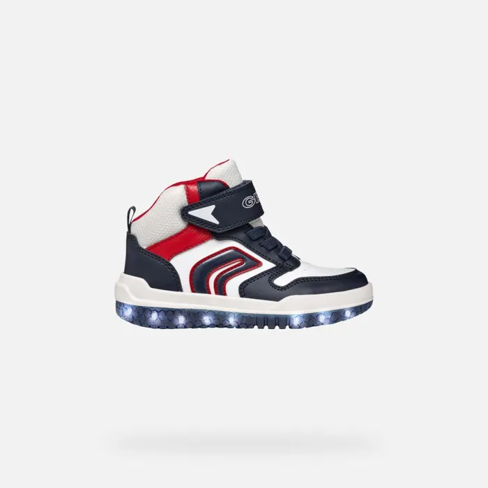 Kids Geox Sneakers BUZZERLIGHT BOY NavyWhite High Top Sneakers Navywhite
