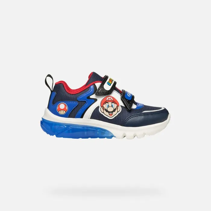 Kids Geox Sneakers CIBERDRON JUNIOR NavyRoyal Nintendo 8211 Supermario Navyroyal