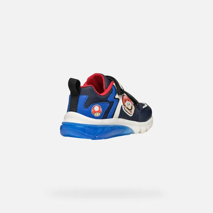 Kids Geox Sneakers CIBERDRON JUNIOR NavyRoyal Nintendo 8211 Supermario Navyroyal