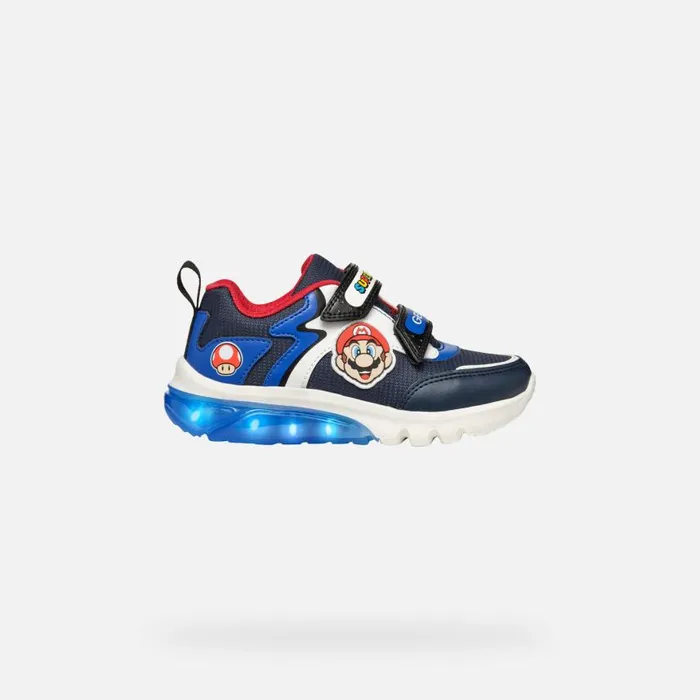 Kids Geox Sneakers CIBERDRON JUNIOR NavyRoyal Nintendo 8211 Supermario Navyroyal