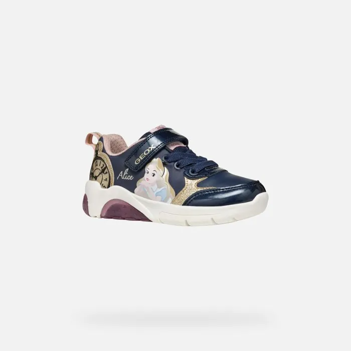 Kids Geox Sneakers FADINLIGHT JUNIOR Dark NavyPlatinum Alice 8211 Disney Dark Navyplatinum