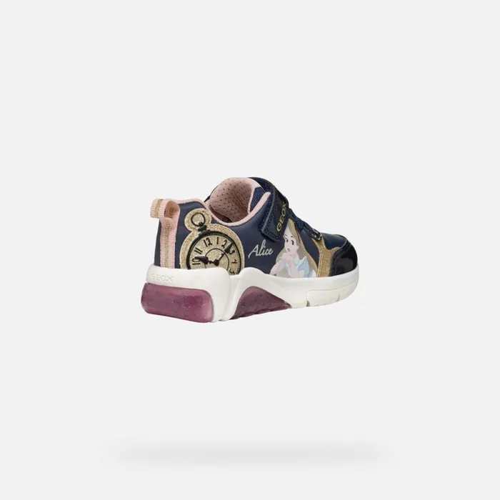 Kids Geox Sneakers FADINLIGHT JUNIOR Dark NavyPlatinum Alice 8211 Disney Dark Navyplatinum
