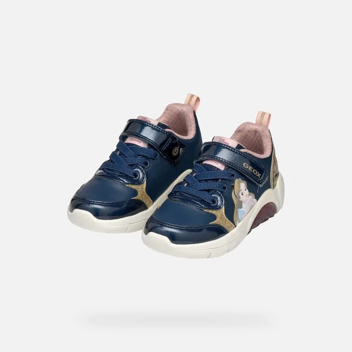 Kids Geox Sneakers FADINLIGHT JUNIOR Dark NavyPlatinum Alice 8211 Disney Dark Navyplatinum