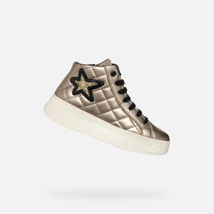 Kids Geox Sneakers MIKIROSHI GIRL PlatinumBlack High Top Sneakers Platinumblack