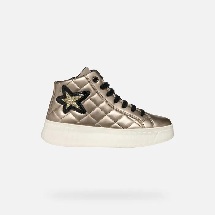 Kids Geox Sneakers MIKIROSHI GIRL PlatinumBlack High Top Sneakers Platinumblack