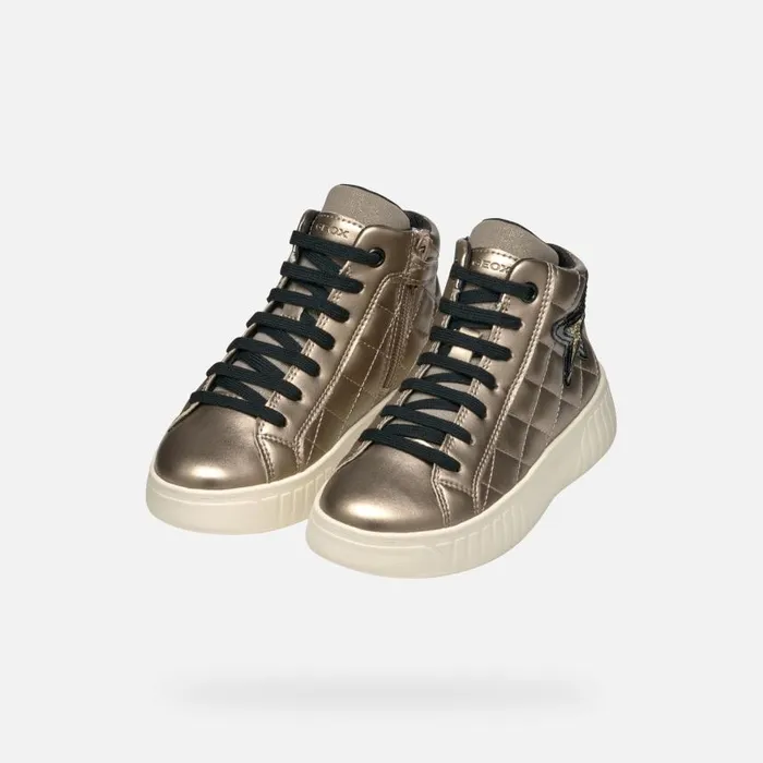 Kids Geox Sneakers MIKIROSHI GIRL PlatinumBlack High Top Sneakers Platinumblack