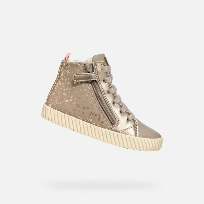 Kids Geox Sneakers MIRROLESS GIRL Dark Beige High Top Sneakers Dark Beige