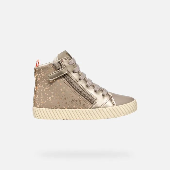 Kids Geox Sneakers MIRROLESS GIRL Dark Beige High Top Sneakers Dark Beige