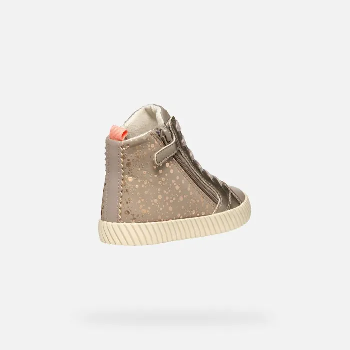 Kids Geox Sneakers MIRROLESS GIRL Dark Beige High Top Sneakers Dark Beige