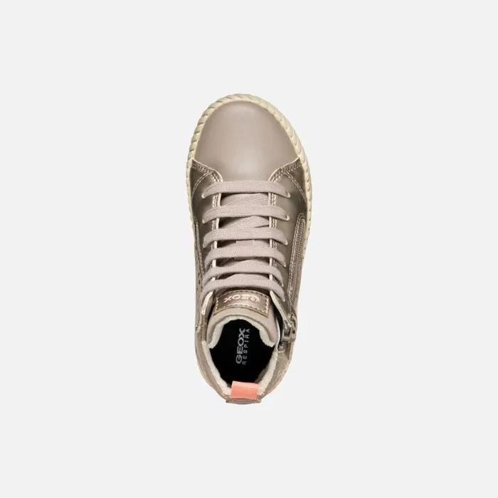 Kids Geox Sneakers MIRROLESS GIRL Dark Beige High Top Sneakers Dark Beige