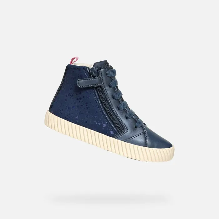 Kids Geox Sneakers MIRROLESS GIRL Navy High Top Sneakers Navy